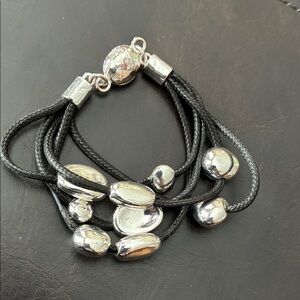 Chico's Black and Silver Beaded Bracelet